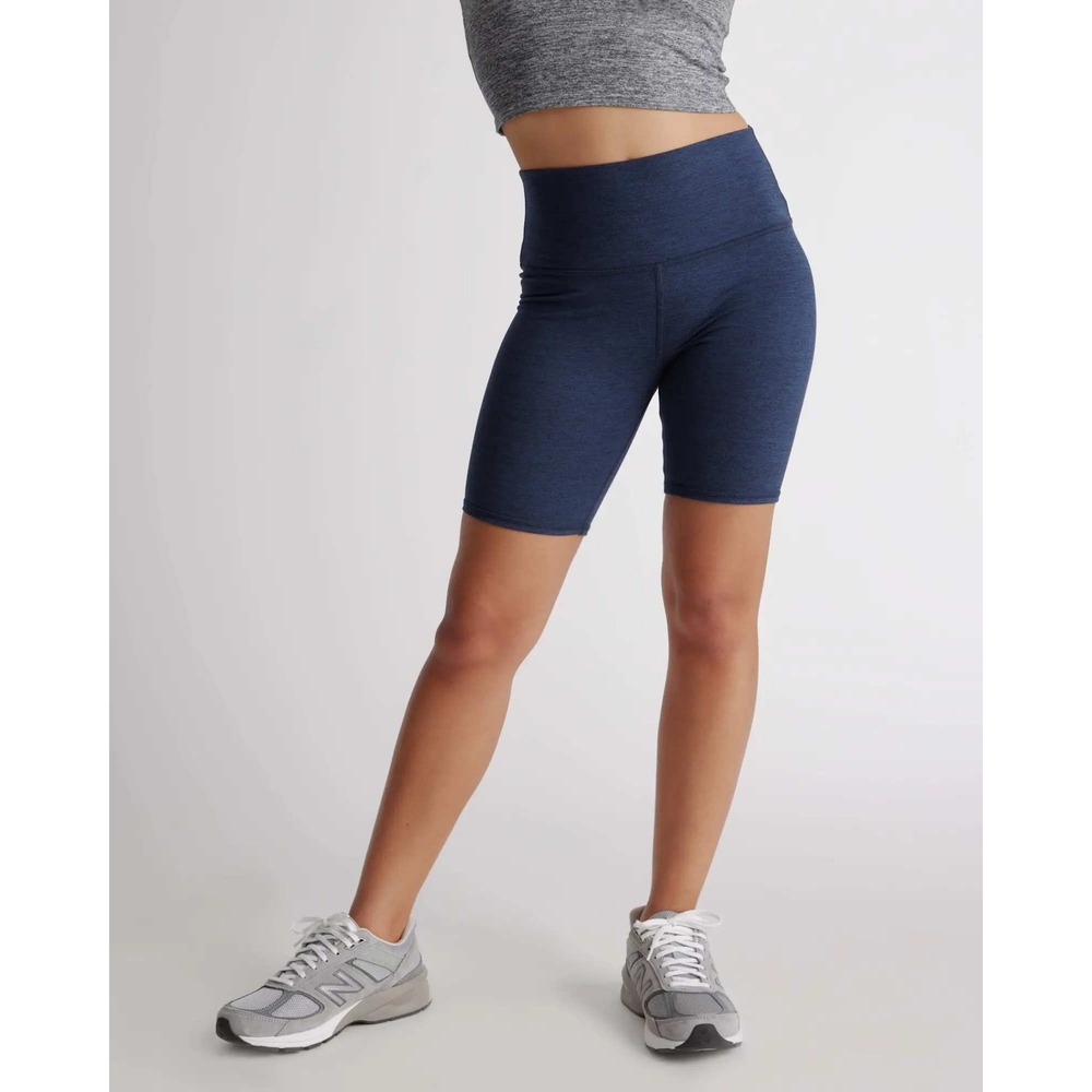 Quince Ultra-Soft Heather Navy Biker Shorts Womens Small High Rise Athletic